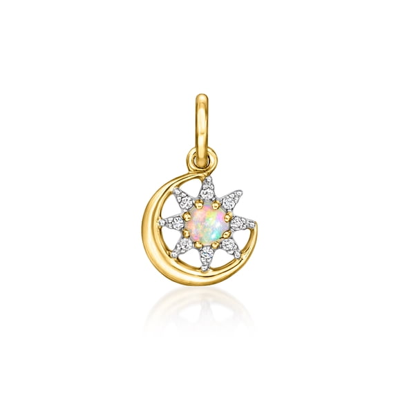 Pure Collection by Ross-Simons Opal Celestial Charm With Diamonds in 14kt Yellow Gold, Women's, Adult