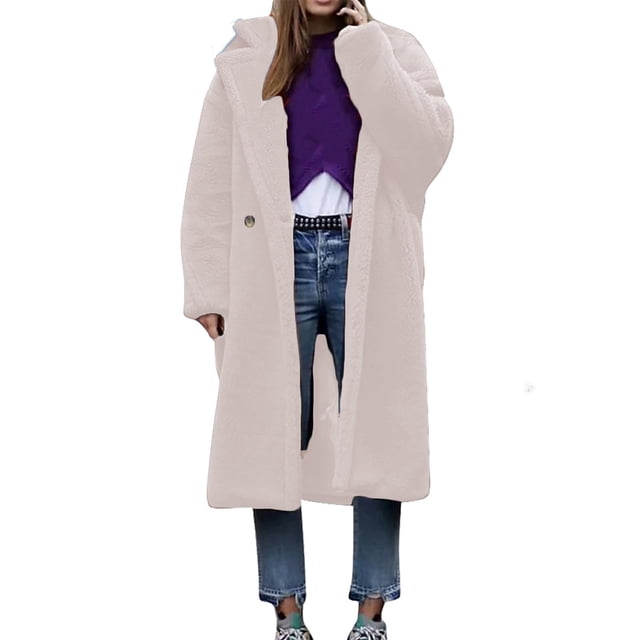 LOVZFMLL Vestes pour Femmes Manteau à Manches Longues en Cheveux d'Agneau Col Chaud