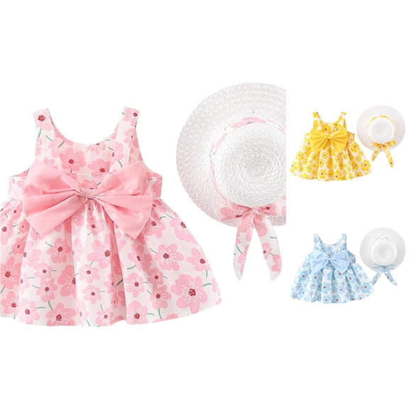 Baby Girl Dress Sleeveless Tutu Floral Swing Lovely Elegant for Summer and Casual Graceful Classic Colorful Dress Set