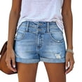 thumbnail image 7 of GUACER Ripped Denim Shorts for Women High Waist with Double Button Distressed Rolled Cuff Summer Casual Jean Shorts, 7 of 7