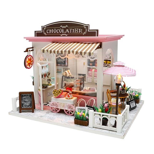 Graflsoa Creative DIY Wooden 3D Puzzle House Model Kit - White, Optional Styles, No Battery Included