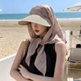 thumbnail image 2 of Krdevn Women Straw Sun Hat with Tie Scarf, Wide Brim Windproof Neck Flap Hat for Summer Beach Travel, 2 of 4