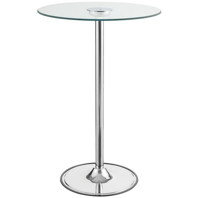 Pemberly Row 28" Table Ronde Contemporaine en Verre LED Table de Pub en Chrome