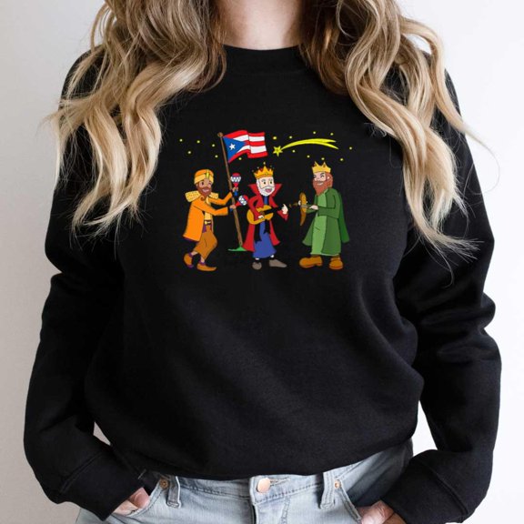 Puerto Rico Christmas Funny Tres Reyes Magos Three Wise Men Holiday Graphic SW9740 Unisex Sweatshirt, Up to Size 5XL