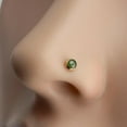 thumbnail image 3 of Sol and Venus LLC Nose Stud Screw Shaped Gemstone Nose Rings, Sterling Silver, Gold Nostril Corkscrew Piercing for Women Jade 3mm , 18 GA, Right Side, 3 of 8