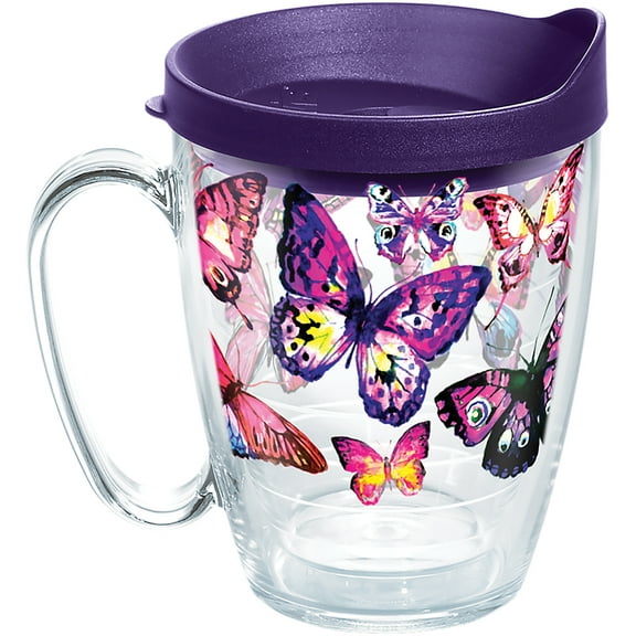 Tervis Butterfly Passion Made in USA Double Walled Insulated Tumbler Travel Cup Keeps Drinks Cold & Hot, 16oz Mug with Handle, Classic
