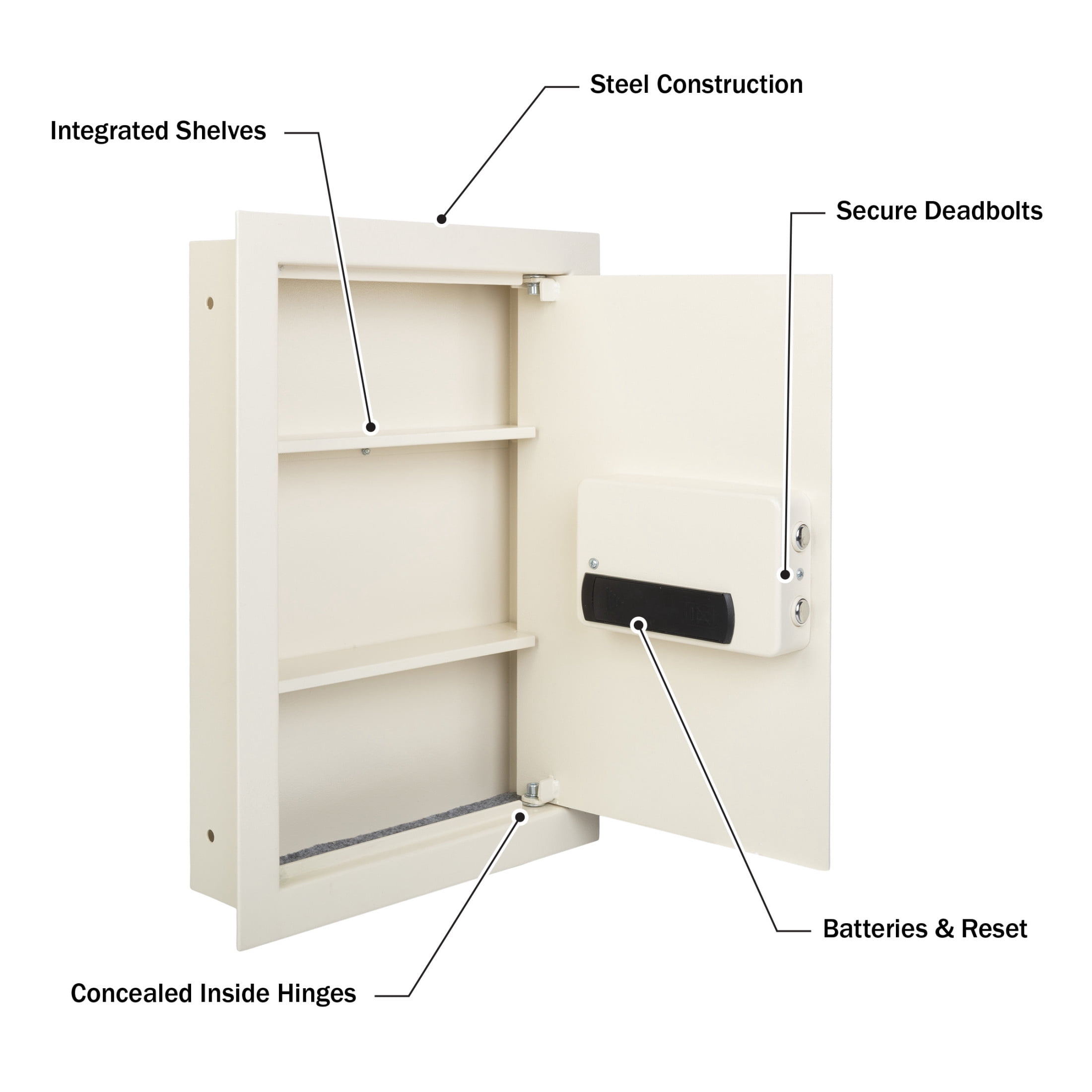 Paragon Safes In-Wall Safe with Digital Keypad and 2 Override Keys (Cream)