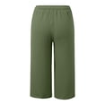 thumbnail image 7 of Plus Size Women's Cotton Linen Drawstring Elastic Waist Capri Shorts, Solid Pocket Lightweight Loose Trousers, Cool Summer Casual Bottoms for Home Vacation Outdoor | TruHer,Army Green 3XL, 7 of 7