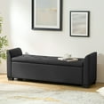 thumbnail image 2 of 57" Faxu Leather Storage Bench Upholstered Flared Arms Bed Foot Stool Entryway Hallway Bedroom Black, 2 of 6