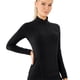 thumbnail image 1 of Camisas de entrenamiento de manga larga para mujer con sujetador incorporado, camisetas cortas deportivas ajustadas para correr - Negro,,M,:;:;, 1 of 6