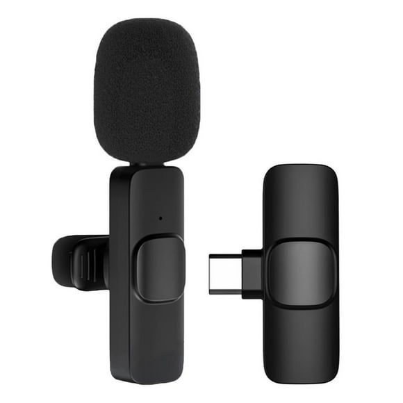 Newly Wireless Lavalier Microphone Portable Audio Video Recording Mini Microphone black