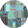 thumbnail image 1 of Ahgly Company Machine Washable Indoor Round Patchwork Light Blue Transitional Area Rugs, 5' Round, 1 of 4