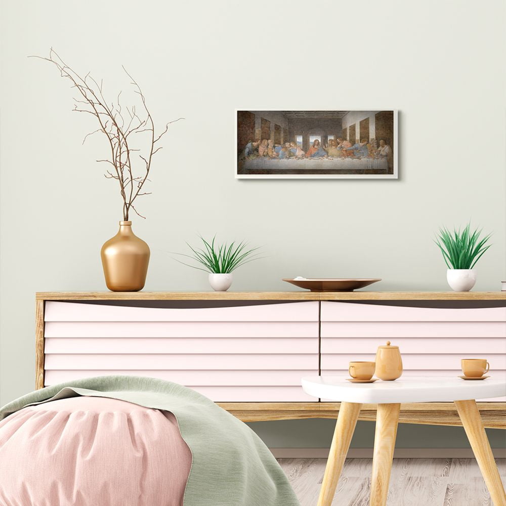 The Stupell Home Decor Collection Da Vinci The Last Supper Religious Classical Painting Wood Wall Art