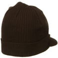 thumbnail image 3 of Big Knit Ribbed Beanie with Visor - Brown XL-3XL, 3 of 5