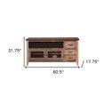 thumbnail image 3 of 61" Brown Solid Wood Cabinet Enclosed Storage Distressed TV Stand, 3 of 8