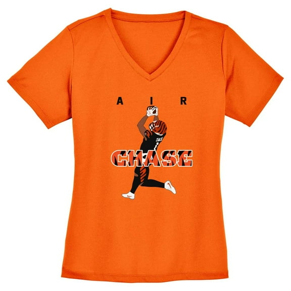 ORANGE Bengals Jamarr Ja'Marr Air Chase LADIES V-NECK T-shirt ADULT 2XL