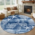 thumbnail image 2 of Rectangle Rug 5ft Area Rug, Ocean Seahorse Shell Navy Blue Area Rugs for Living Room Bedroom, Summer Seaside Coral Floor Mat Non-Slip Non-Shedding Carpet Indoor Accent Rugs, 2 of 9