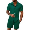thumbnail image 2 of Fgnfyis Mens Spring and Summer Leisure Sports Comfortable Breathable Sweat Absorbing Short Sleeved Shorts Two Piece Set Mens Short Sets 2 Piece Outfits Green S, 2 of 9