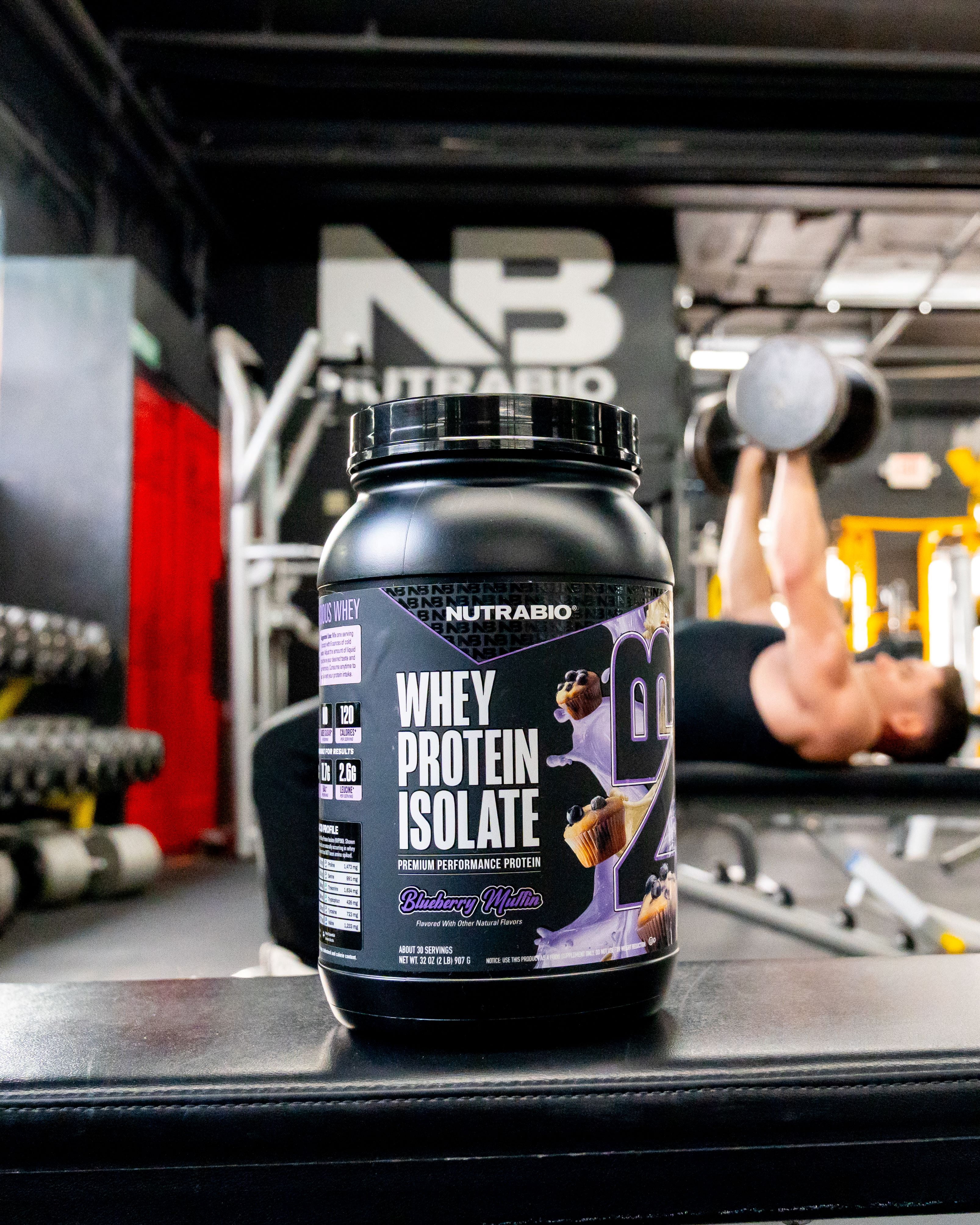 NutraBio Whey Protein Powder Isolate Supplement – 25g of Protein Per Scoop with Complete Amino Acid Profile - Soy and Gluten Free Protein Powder - Zero Fillers and Non-GMO - Blueberry Muffin - 2 Lbs.