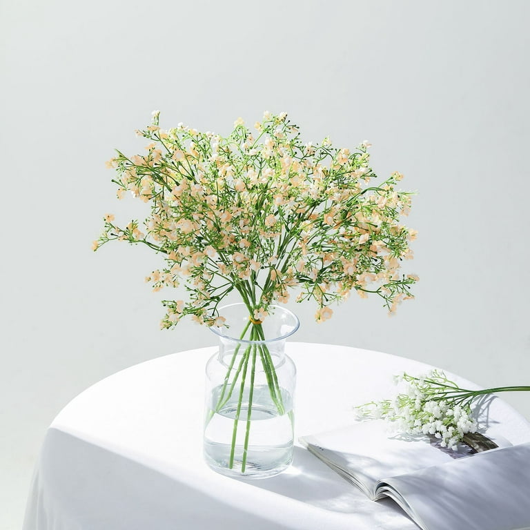 4 Pack Baby's Breath Artificial Forks,Total of 1764 White Blooms