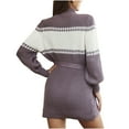 thumbnail image 4 of Womens High Neck Knit Sweater Dress Belt Sexy Casual Striped Mini Dresses Long Sleeve Comfy Stretchy Knitwear, 4 of 6