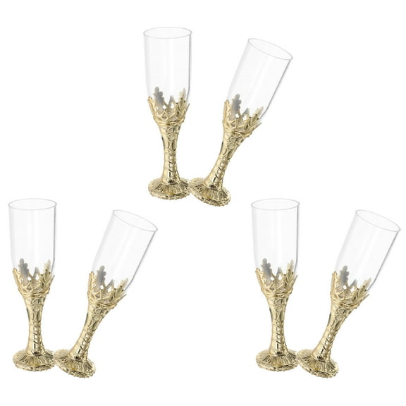TABLZONE 6Pcs Gold Plastic Wine Chalice Cups for Services and Wedding Celebration Use