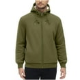 thumbnail image 5 of BXINGOHAI Sherpa Lined Hoodies for Men Heavyweight Full Zip Up Sweatshirt Thick Fleece Jackets Winter Warm Coats Army Green L, 5 of 7