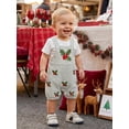 thumbnail image 3 of RUINIXCW Newborn Baby Boy Christmas Outfit Infant Boys Romper Overalls Xmas Clothes Striped Cute Embroidery Sleeveless Jumpsuit Shorts, 3 of 10