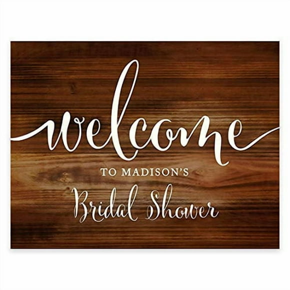 Andaz Press Personalized Wedding Party Signs, Rustic Wood Print, 8.5x11-inch Wall Art, Poster, Gift, Welcome to Madison's Bridal Shower Sign, 1-Pack, Custom Made Any Name