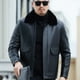 thumbnail image 3 of Chaqueta de invierno YXL-6621 engrosada para hombre, abrigo de piel de oveja, informal, de negocios, cuello polo, piel de cuero natural, una pieza, 3 of 4