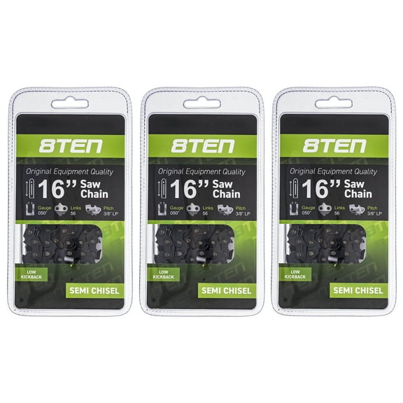 8TEN Chainsaw Chain 16 inch .050 3/8 56 DL for Husqvarna Echo 3 Pack 810-CCC2242H