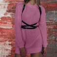thumbnail image 1 of Turtleneck Split Women Sweater Dress Loose Casual Long Sleeve Pullover Dresses, 1 of 8