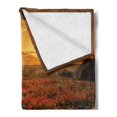 thumbnail image 2 of Flower Soft Flannel Fleece Throw Blanket, Poppy Field at Sunset Sun Beams Meadow Cloudscape Wildflower Scene, Cozy Plush for Indoor and Outdoor Use, 70" x 90", Marigold Scarlet, by Ambesonne, 2 of 5