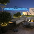 thumbnail image 2 of Costway 10' Solar LED Lighted Patio Market Umbrella Tilt Adjustment Crank Blue, 2 of 8
