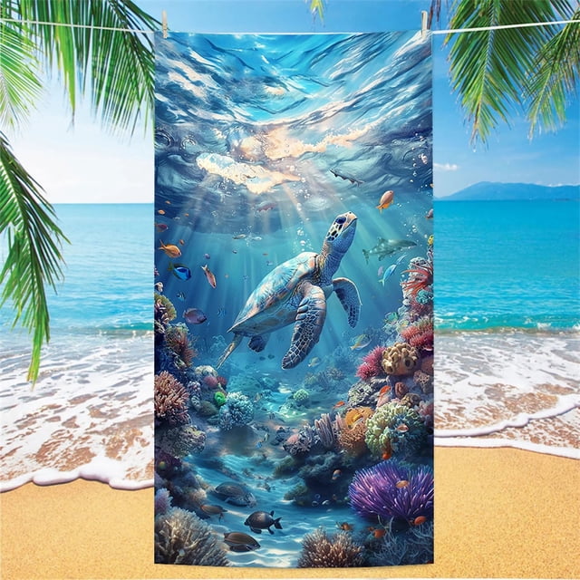 Amzcrzy Polyester Beach Towels Microfiber Beach Towel Double Sided Velour Large Rectangular Thick Bath Towel Quicks Dry Soft Absorbent Sand Free for Travel Pool Swimming Non-Functional Blankets