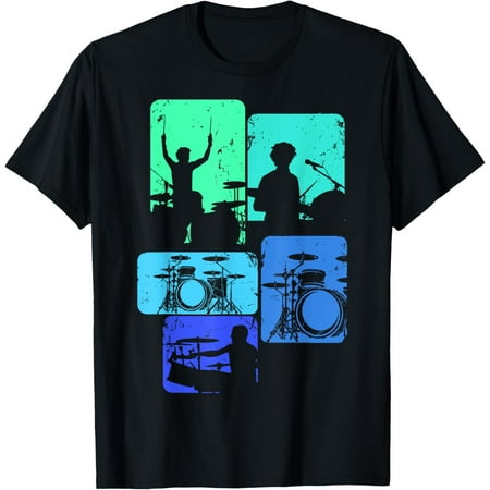 Drummer Drum Sticks Rock & Roll Kids Boys Men T-Shirt