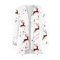 thumbnail image 4 of Women Christmas Open Front Cardigan Long Sleeve Reindeer Snow Dot Print Asymmetric Hem Holiday Outerwear, 4 of 7