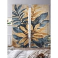 thumbnail image 3 of Retro Style Sheer Curtains 96 Inches Long 2 Panels Abstract Palm Leaf Tropical Plants Light Filtering Semi Sheer Window Curtains Drapes for Bedroom Living Room 52"x96", 3 of 7
