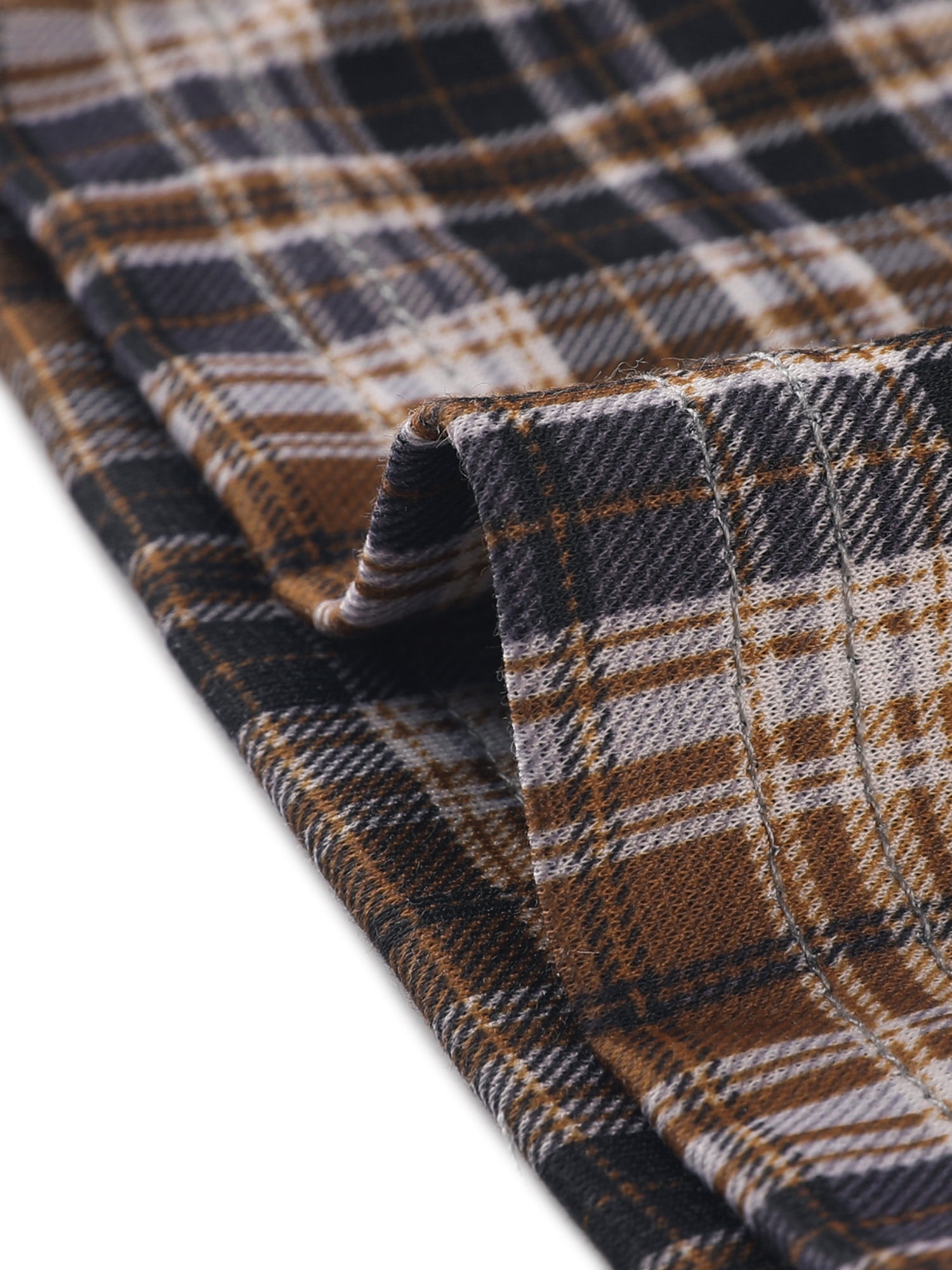 DARING DIVA Women's Plaid Trousers Button Tartan Check Work Pants M Brown