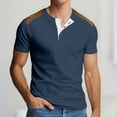 thumbnail image 2 of Mens Breathable Polo Shirt Short Sleeve Stand Collar T Shirt Color Block Top Casual Tee Navy XXXL, 2 of 7