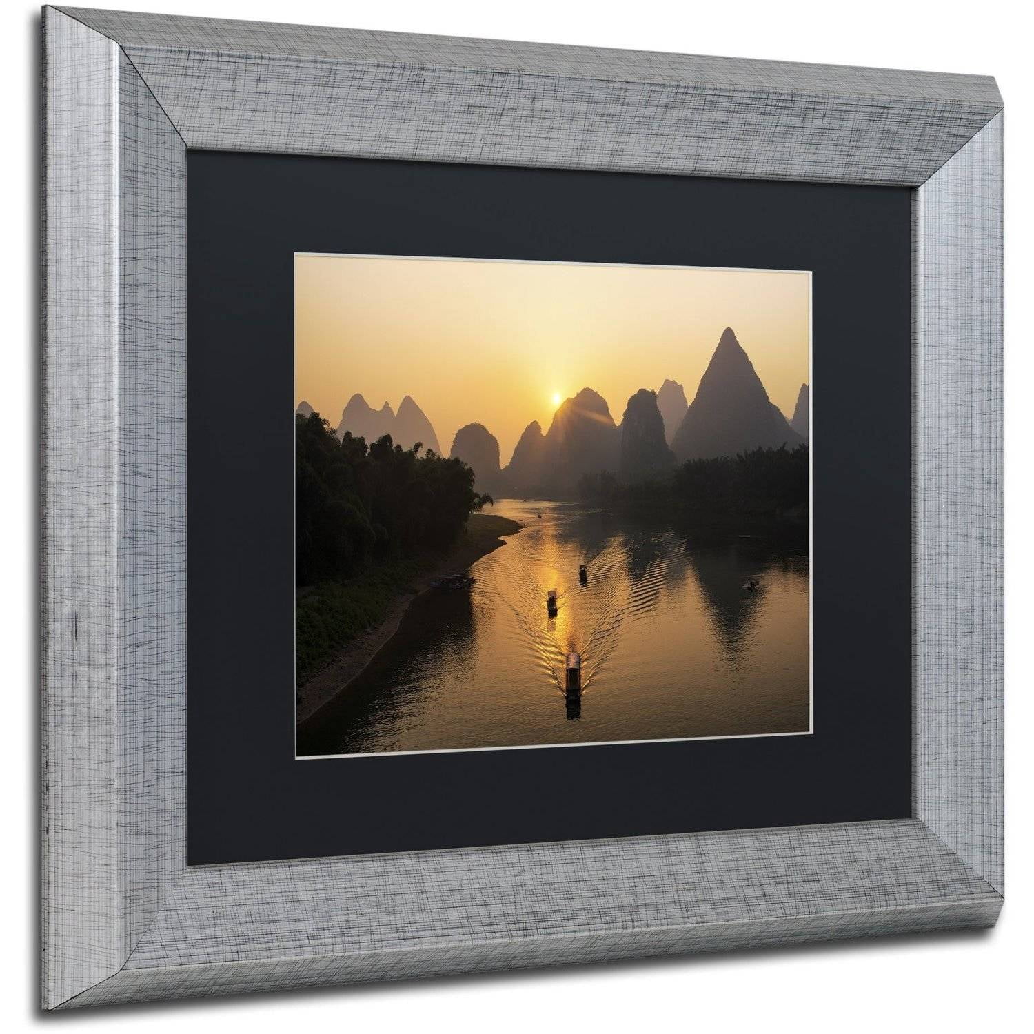 Trademark Fine Art "Golden River" Canvas Art by Philippe Hugonnard, Black Matte, Silver Frame