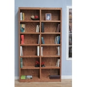 Concepts in Wood 12 Shelf Double Wide Wood Bookcase, 84 inch Tall - Oak Finish