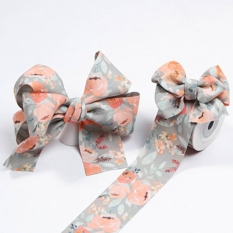Hesroicy 1 Roll Floral Ribbon Long-lasting Versatile Double Sided