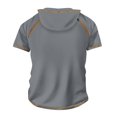 thumbnail image 4 of Men's Solid Color Three Button Hooded Raglan Shirt Top XL, 4 of 5