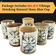 thumbnail image 3 of HIGHBIX Royal Vikings Drinking Horn Shot Cup Set of 6 Wooden Base Genuine Handcrafted 5oz Vikings Cup (White Snow), 3 of 6