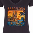 thumbnail image 4 of Inktastic Barcelona Cityscape Artwork Women's V-Neck T-Shirt, 4 of 5