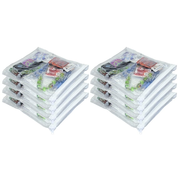 8-Pack Heavy Duty Vinyl Zippered See-Through Storage Bags (Clear) (9" x 11" x 1") for Jewelry, Shirts, Cosmetics, Arts & Crafts Supplies and Much More! 0.4 Gallon