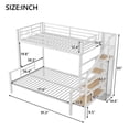 thumbnail image 4 of Bunk Bed Twin Over Full, Metal Bunkbed Frames with Storage Stairs, Wire Shelving and Wardrobe, Full-Length Guardrail, No Box Spring Needed, White, 4 of 9