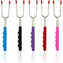 NOGIS Marshmallow Roasting Sticks, 5 Pack Extra Long 45’’ Stainless Telescoping Hot Dog Smores Skewers Kids Safe Barbecue Forks for Campfire, Camping, Bonfire and Grill