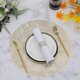 thumbnail image 4 of 6 Pack Round Pressed Vinyl Placemats Metallic Place Mat Laminated Leaf Placemats Non-Slip Heat Insulation Kitchen Washable Table Mats Decoration Gold, 4 of 4